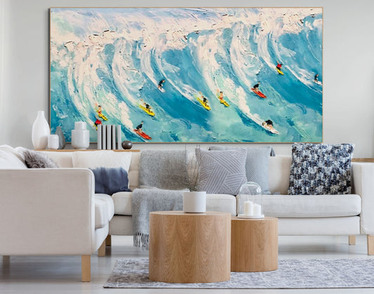 Wave Riders: Textured Ocean Surf Wall Art Coastal Energy Decor