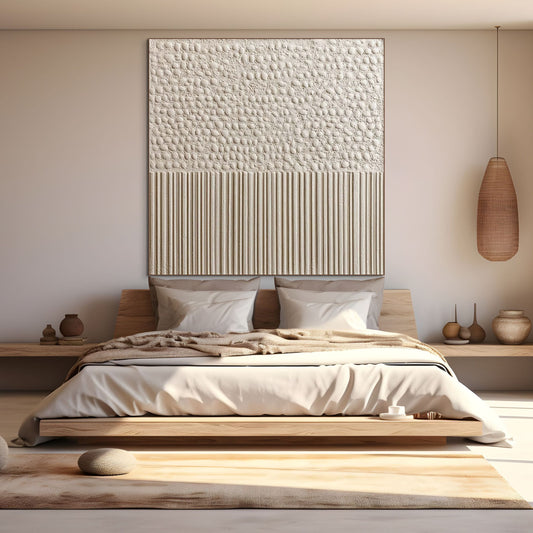 ZENITH: Wabi-Sabi Textured Minimalist Abstract Painting in Beige