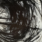INK VORTEX: Dynamic Black Ink White Canvas Abstract Expression Oil Painting