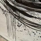 INK VORTEX: Dynamic Black Ink White Canvas Abstract Expression Oil Painting