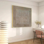 Javier Ramirez's Textured Beige Grid painting. Minimalist grid pattern artwork with beige tones, modern wall decor.