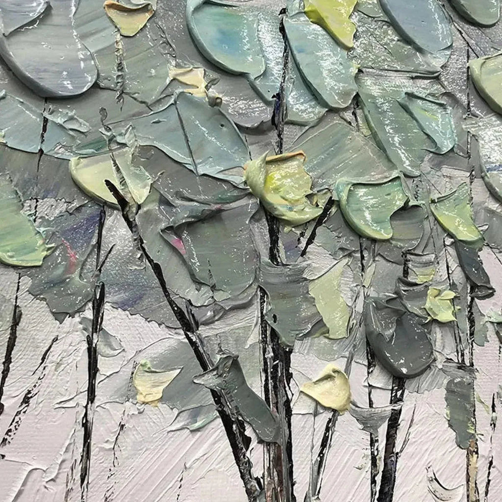 SERENE WATERS: Textured Trees Reflected In Still  Lake Canvas