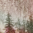 MISTY PINES: Panoramic Soft Fog Pine Forest Calm Green Grey Canvas