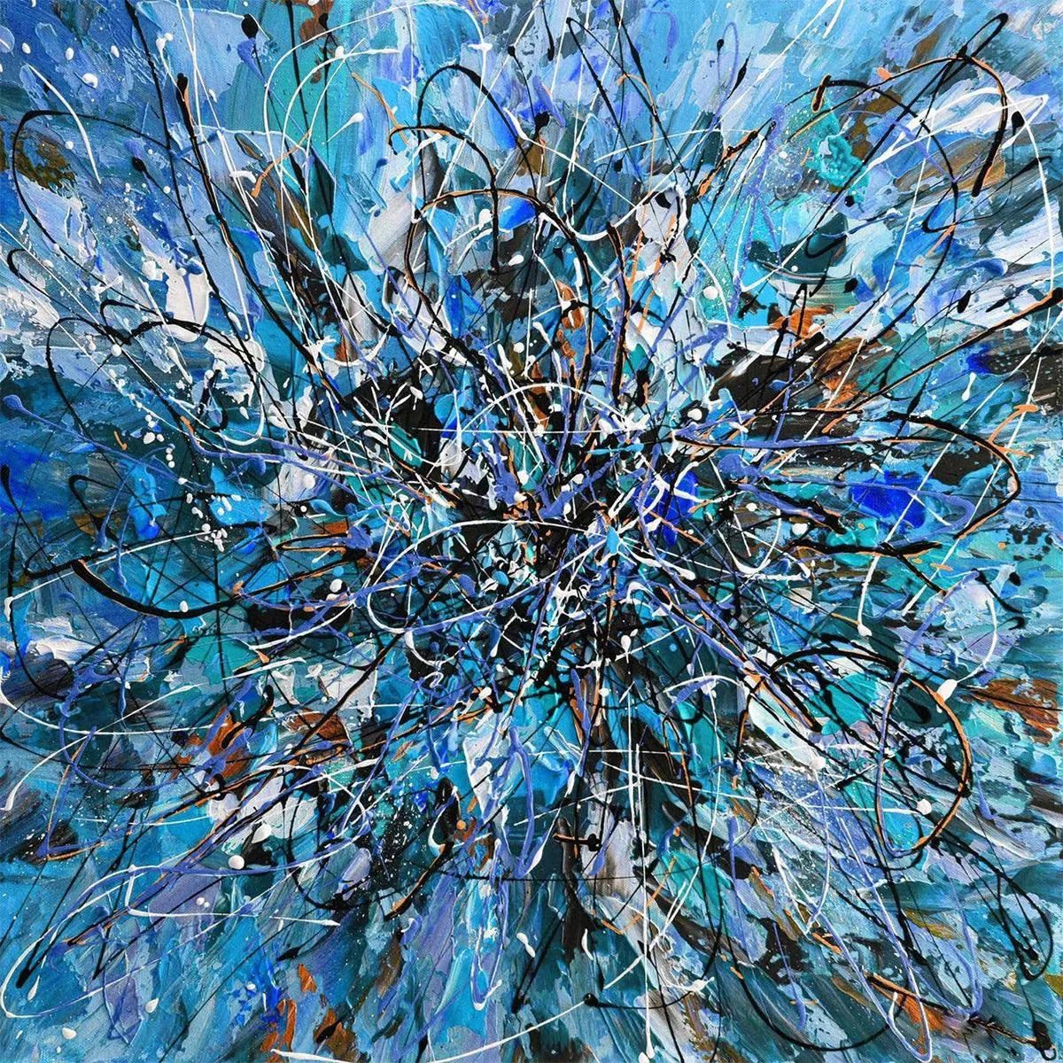 AZURE EXPLORATION: Textured Dynamic Abstract Expressive Energy Canvas
