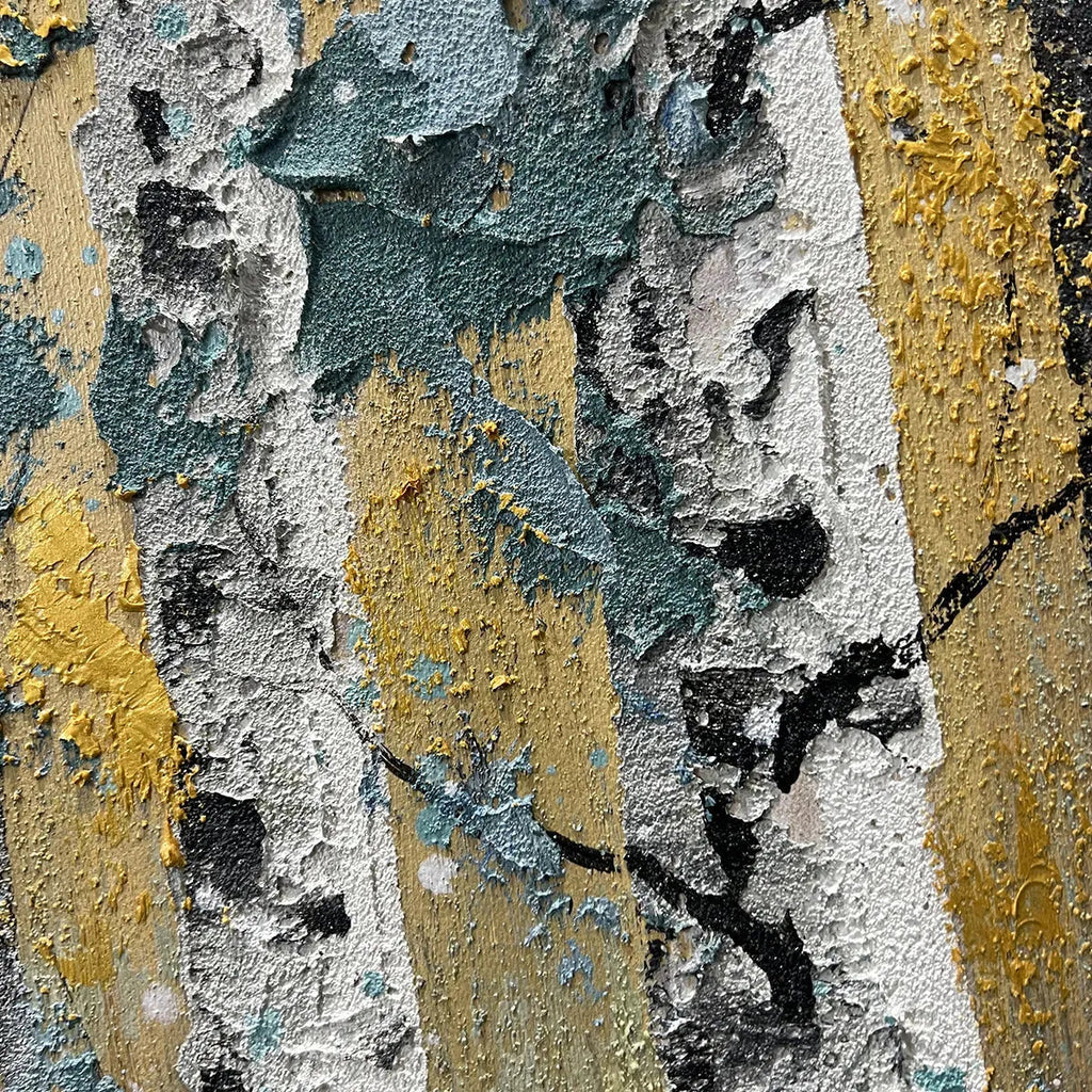 GOLDEN BIRCH GROVE: White Birch Gold Accent Canvas