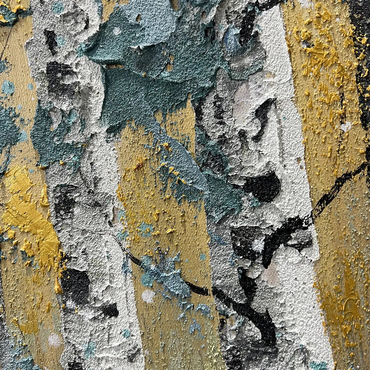 GOLDEN BIRCH GROVE: White Birch Gold Accent Canvas