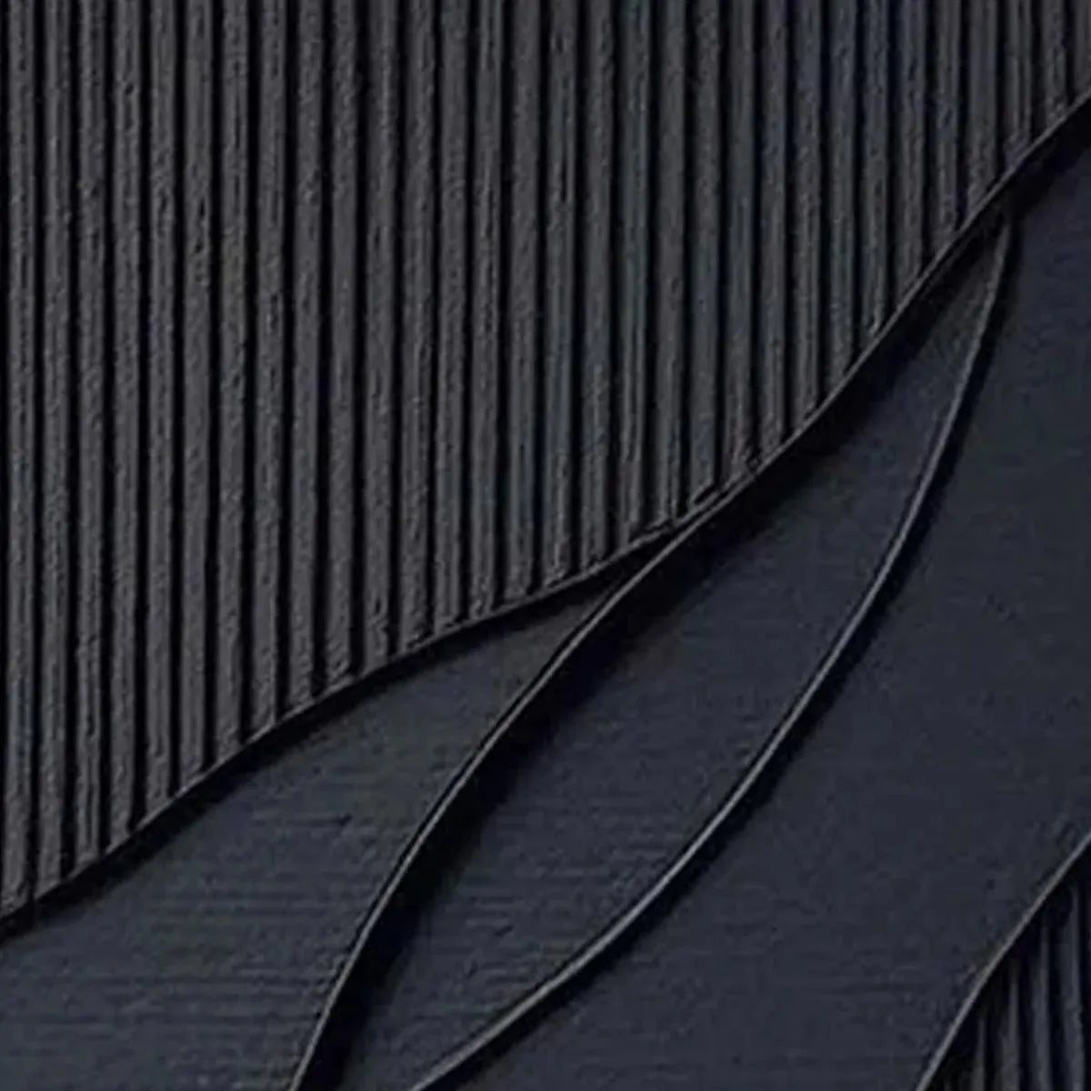 Black Textured Waves by Javier Ramirez: minimalist black abstract art, textured wave forms, modern wall decor.