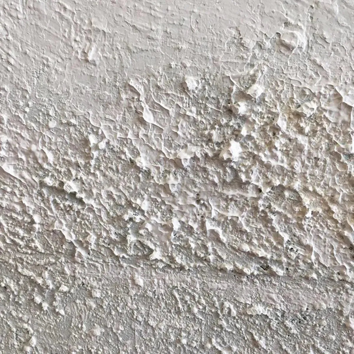 TEXTURED WHISPERS painting detail by Javier Ramirez. White minimalist abstract art with heavy texture on canvas.