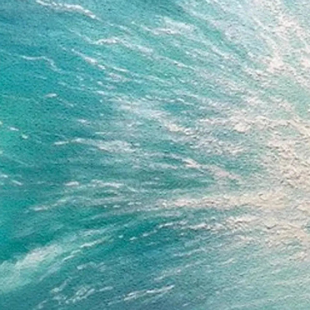 Textured abstract seascape painting by Liam O'Connell, featuring teal and turquoise waves, part of the TURQUOISE CRASH series