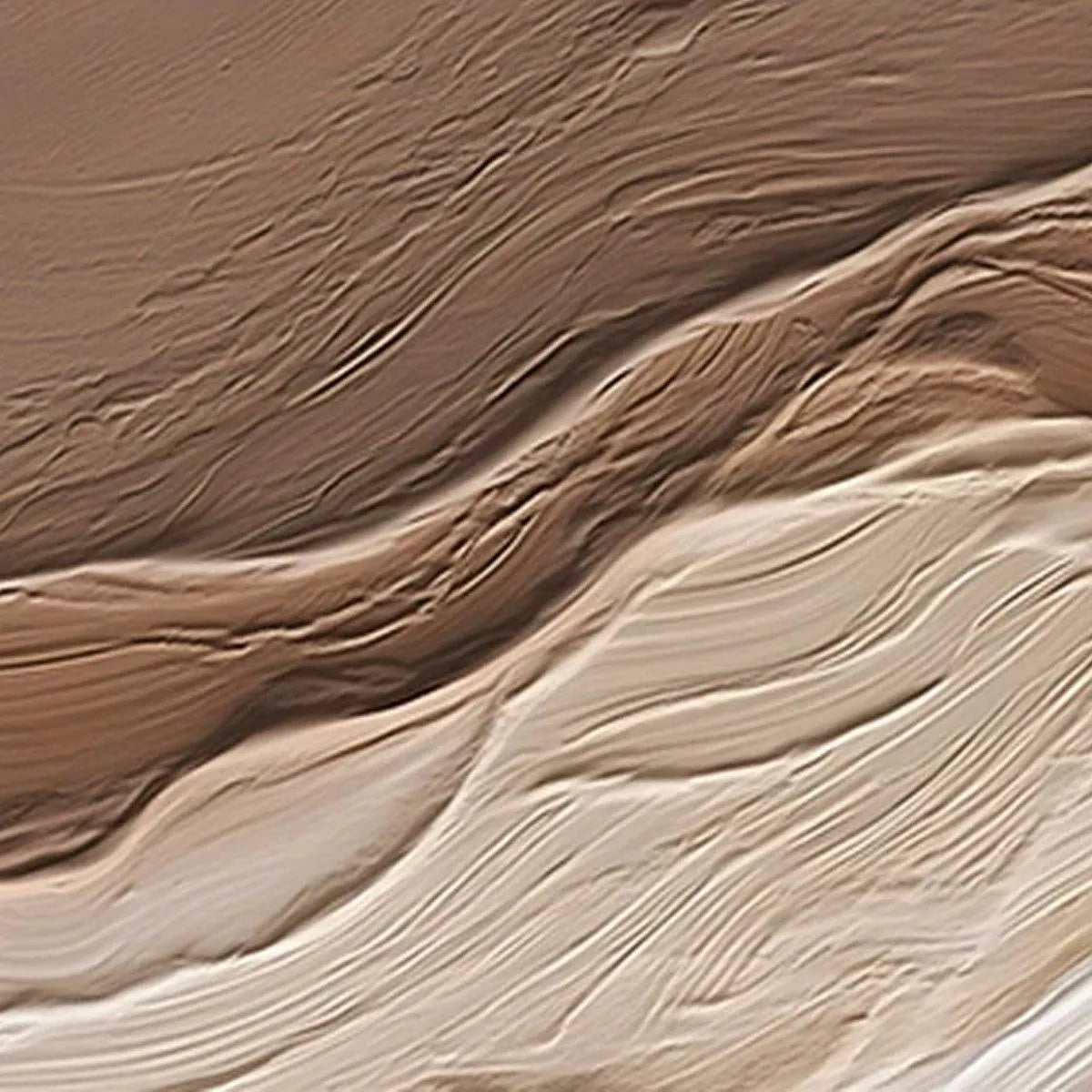 'Desert Flow' abstract painting by Liam O'Connell, textured wavy lines in brown and beige.