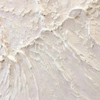 WHITE SANDS painting texture close-up, thick impasto off-white and cream strokes resembling sand dunes.