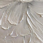 Close-up of textured white peony petals, impasto style, original artwork by Elodie Dubois for MontCarta.