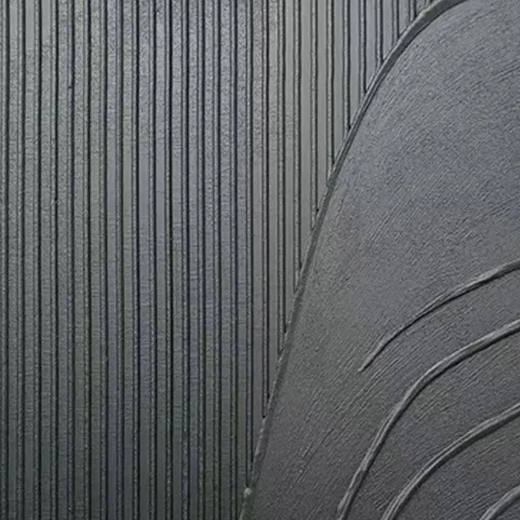 Black Textured Curves Minimalist Abstract Painting by Javier Ramirez, featuring textured surface, modern art for home decor