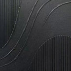 Javier Ramirez's Black Textured Curves painting, minimalist abstract art with textured black surface, modern wall decor