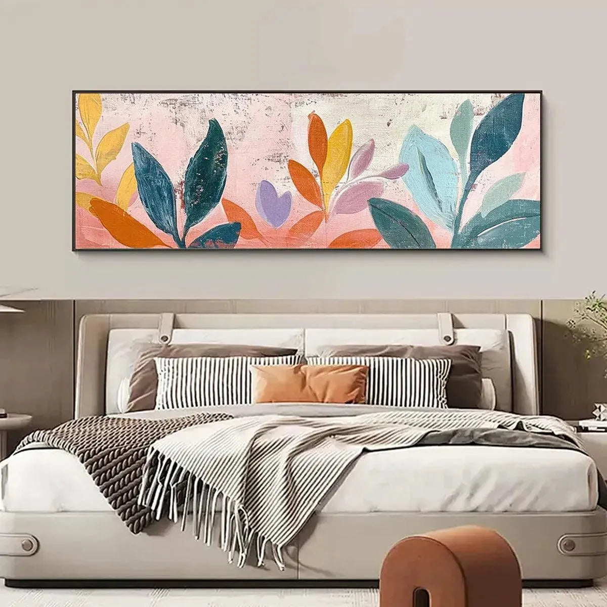 PASTEL BOTANICAL PANORAMIC: Soft Pastel Stylized Floral Canvas