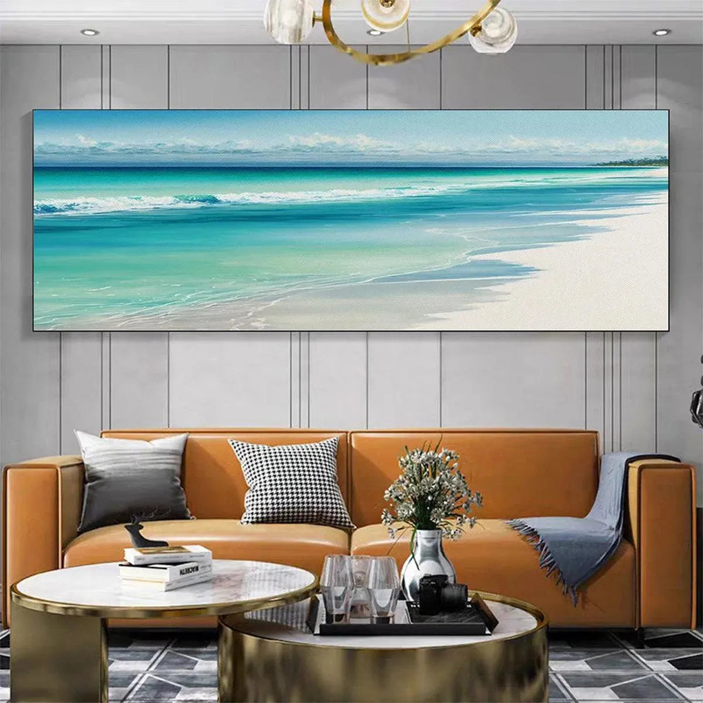 TURQUOISE DREAM PANORAMIC: Crystal Clear Water Soft Sand Beach Canvas