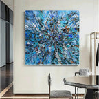 AZURE EXPLORATION: Textured Dynamic Abstract Expressive Energy Canvas
