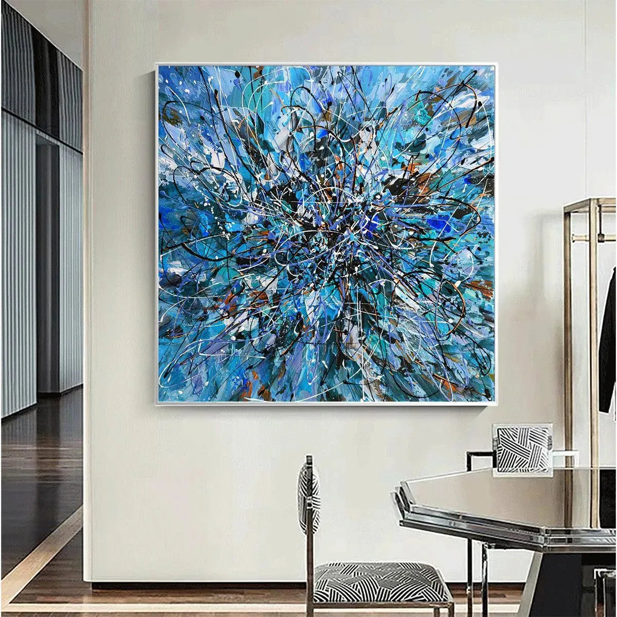 AZURE EXPLORATION: Textured Dynamic Abstract Expressive Energy Canvas