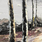 SERENE WATERS: Textured Trees Reflected In Still  Lake Canvas