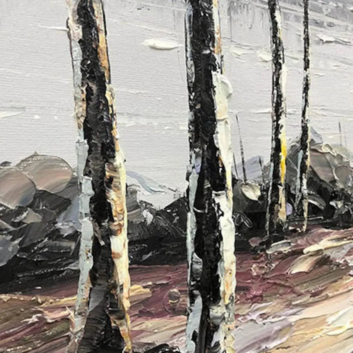 SERENE WATERS: Textured Trees Reflected In Still  Lake Canvas