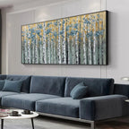 GOLDEN BIRCH GROVE: White Birch Gold Accent Canvas