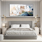 OCEAN WHISPERS: Textured Soft White Cream Blue Waves Seascape Canvas