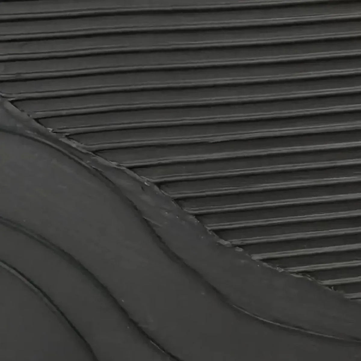 Black Texture minimalist painting detail: matte finish with wave-like ridges and fine linear textures.