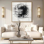 INK VORTEX: Dynamic Black Ink White Canvas Abstract Expression Oil Painting
