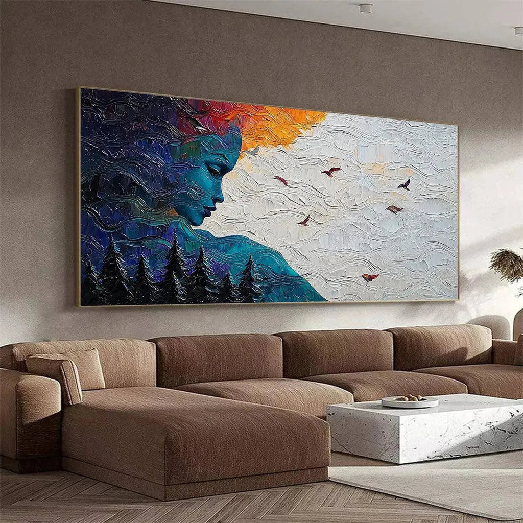 FOREST MUSE: Mystical Textured Portrait with Nature in Impasto Style