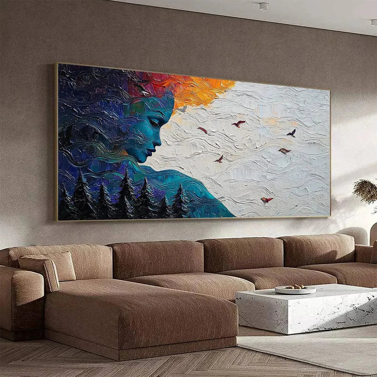 FOREST MUSE: Mystical Textured Portrait with Nature in Impasto Style
