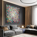 RADIANT BLOOM: Multicolor Radiant Impasto Canvas