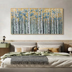 GOLDEN BIRCH GROVE: White Birch Gold Accent Canvas