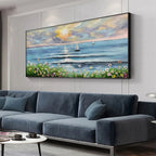 SUNSET SAIL: Textured Warm Sunset Sailboats Canvas