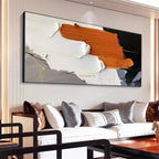 Isabella Rossi Orange Burst textured abstract impasto painting, orange, white, black, and gray for living room.