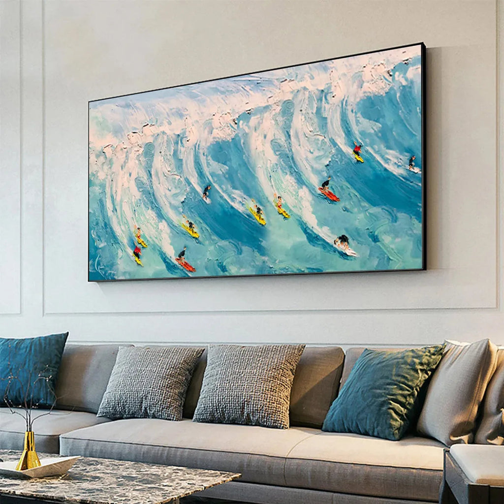 Wave Riders: Textured Ocean Surf Wall Art Coastal Energy Decor