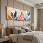 PASTEL BOTANICAL PANORAMIC: Soft Pastel Stylized Floral Canvas