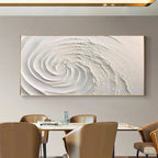 Whirlwind textured white abstract swirl painting by Isabella Rossi. Modern art for living room decor.