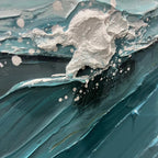 OCEANIC SYMPHONY: Textured Blue White Beige Abstract Wave Canvas