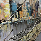 URBAN CONNECTIVITY: Cityscape With Bridge Soft Muted Colors Panoramic Wall Art