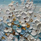 OCEAN BREEZE: Impasto Blue White Coastal Grass Seascape Horizontal Canvas