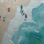 SUMMER HOLIDAY: Impasto Colorful Figures On Beach Oil Painting
