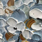 OCEAN BREEZE: Impasto Blue White Coastal Grass Seascape Horizontal Canvas