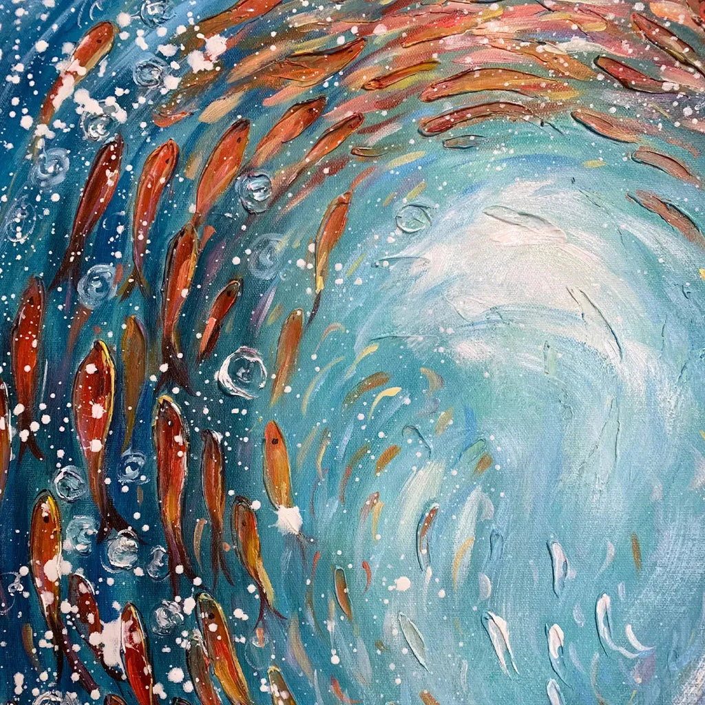 CORAL DANCE: Vibrant Swirl Of Colorful Fish Underwater World Canvas