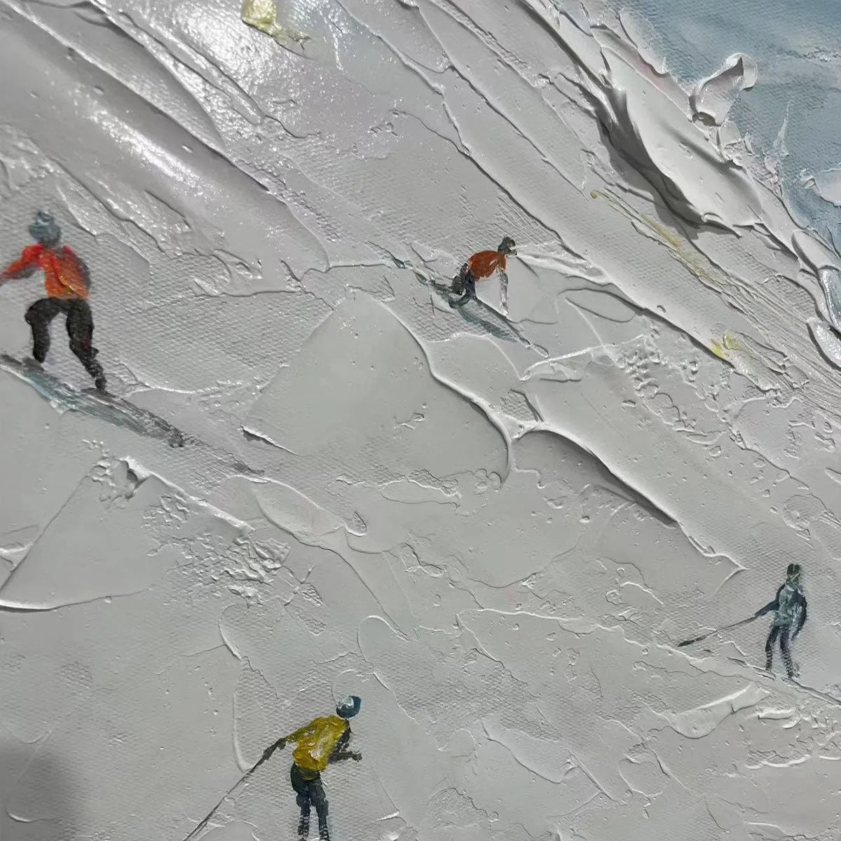 WINTER'S DANCE: Impressionistic Skiing Art on Square Canvas