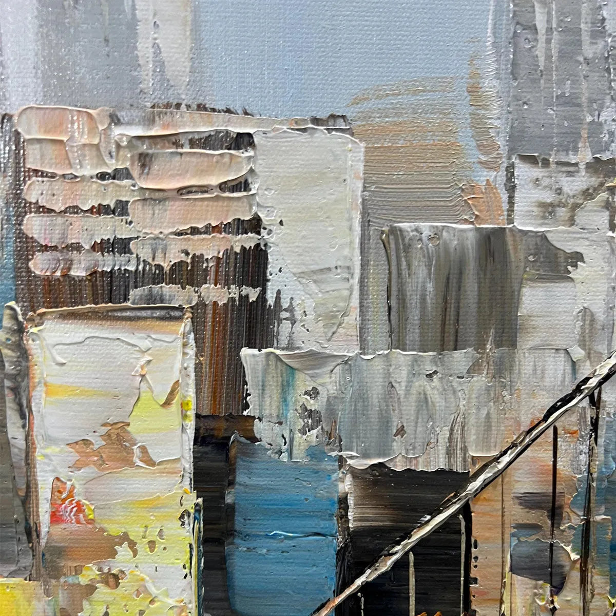 URBAN CONNECTIVITY: Cityscape With Bridge Soft Muted Colors Panoramic Wall Art