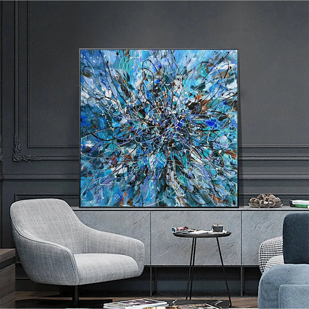 AZURE EXPLORATION: Textured Dynamic Abstract Expressive Energy Canvas