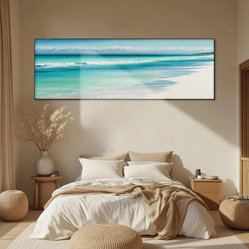 TURQUOISE DREAM PANORAMIC: Crystal Clear Water Soft Sand Beach Canvas