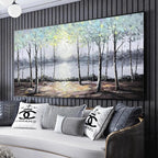 SERENE WATERS: Textured Trees Reflected In Still  Lake Canvas