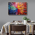 COLOR EXPLOSION abstract painting, rainbow impasto texture, framed artwork for dining room. Modern art by MontCarta