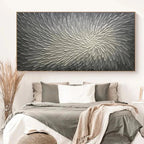 Silver Swirl abstract painting by Isabella Rossi, grey and white, framed, perfect for bedroom decor.